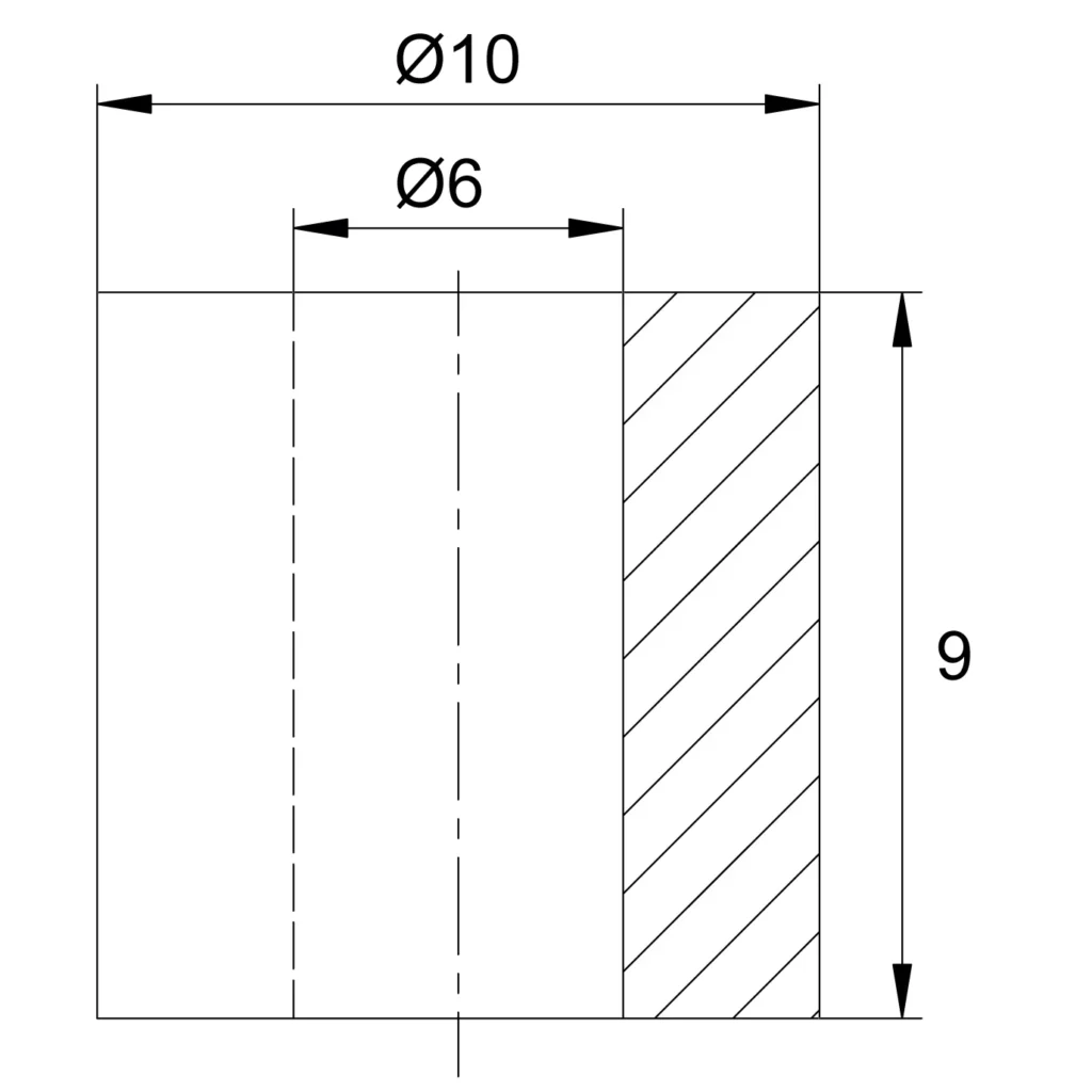 Шайба пласт./втулка с внешним d10мм/внутр. d6мм, серый