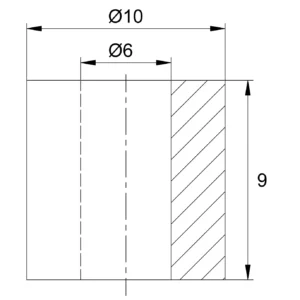 Шайба пласт./втулка с внешним d10мм/внутр. d6мм, серый