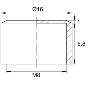 Колпачок универсальный на винт, низкую гайку/болт M8, высота 6.8 мм, черный
