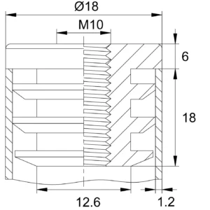 Заглушка круглая d18мм М10 пластм.резьба, черная