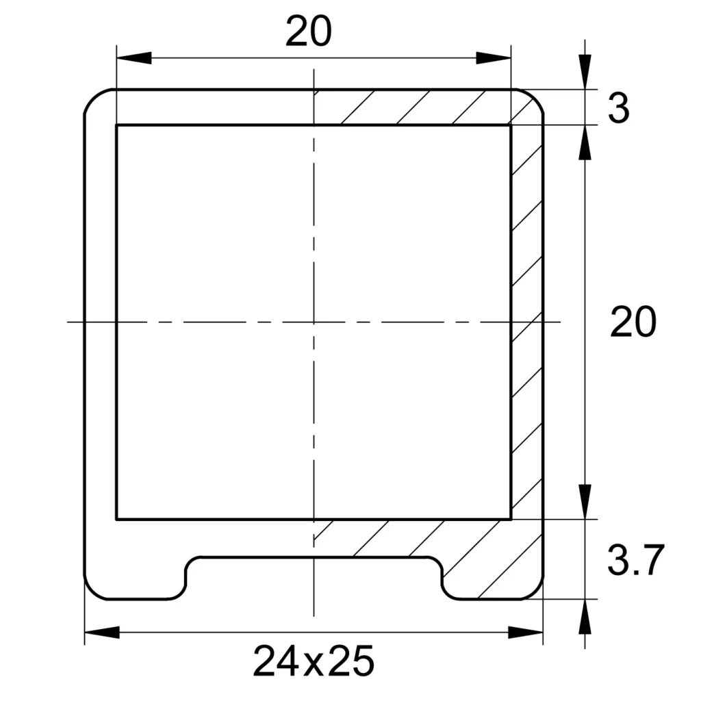 Опора наконечник пластиковая квадратная 20х20 наружная черный