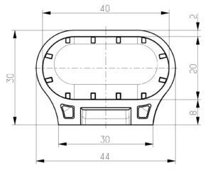 Опора наконечник пластиковый эстетичный для труб овального сеч. 20х40мм, желтый