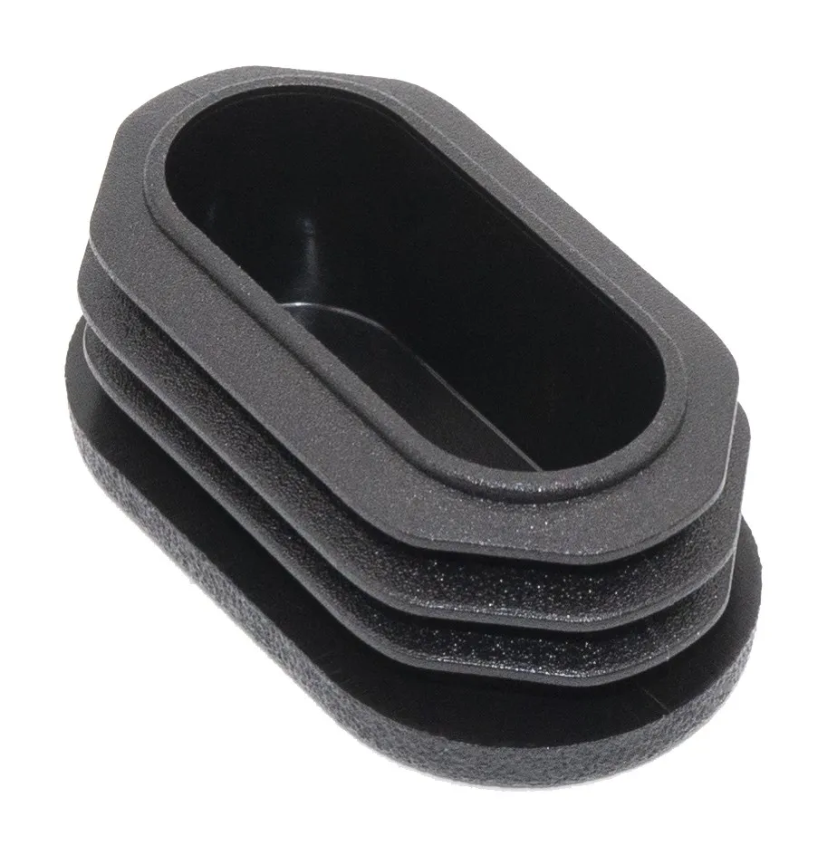 Заглушка пластиковая овальная 25х45, практичная, стенка трубы 0,8-2,5 мм, черный