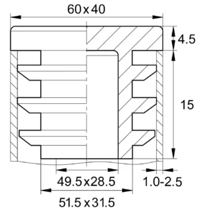 Заглушка пластиковая прямоугольная для труб 40х60 мм, черная