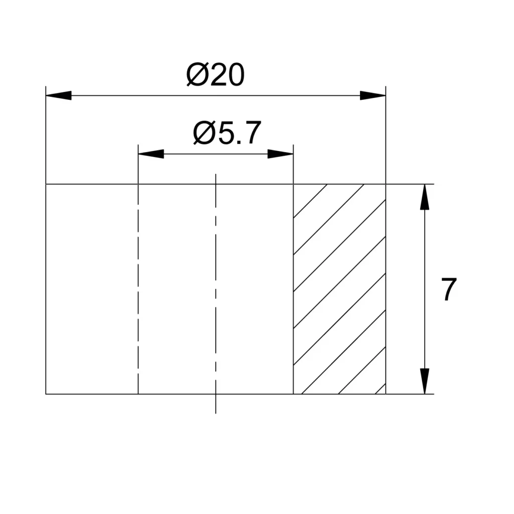 Шайба пласт./втулка с внешним d20мм/внутр. d5,7мм черная
