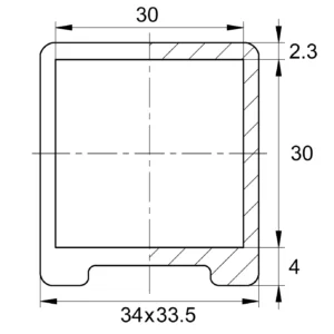 Опора наконечник пластиковый для труб квадратного сечения 30*30мм, наружная, черная