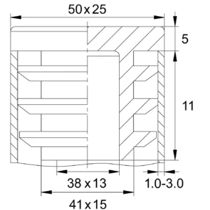 Заглушка пластиковая овальная 25х50, практичная, черный