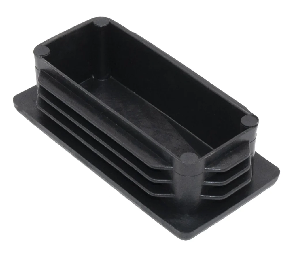 Заглушка пластиковая прямоугольная для труб 40х80 мм, практичная с ребрами, черная