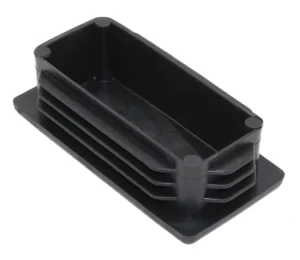 Заглушка пластиковая прямоугольная для труб 40х80 мм, практичная с ребрами, черная