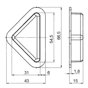 Опора мебельная треугольная Н 15мм, черная