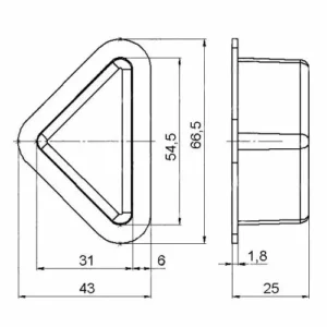 Опора мебельная треугольная Н 25мм, черная