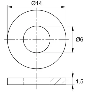 Шайба пластиковая круглая Ø6, наружный Ø14, высота 1.5 мм,RSI, белая