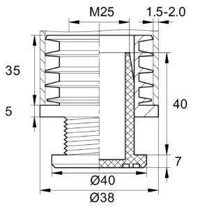 Опора регулируемая пластиковая d 40мм, серая