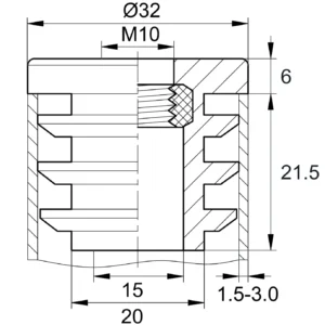 Заглушка с резьбой d 32мм,ЗР 32М10, черная