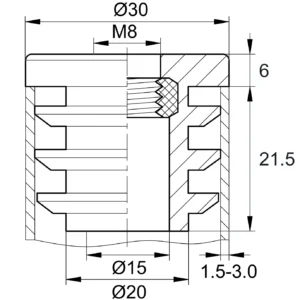 Заглушка с резьбой d 30мм,ЗР 30М8,черная