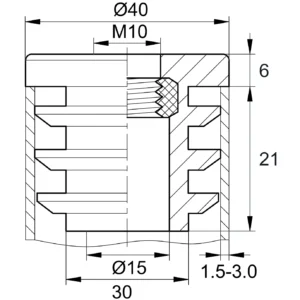 Заглушка с резьбой d 40мм,ЗР 40М10,черная