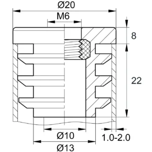 Заглушка с резьбой d 20мм,ЗР 20М6,черная