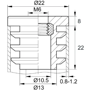 Заглушка с резьбой d 22мм,ЗР 22М6,черная