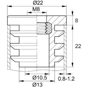 Заглушка с резьбой d 22мм,ЗР 22М8,черная