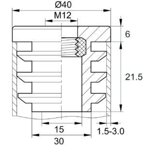 Заглушка с резьбой ЗР 40М12, черная