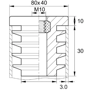 Заглушка с резьбой ЗР 80х40М10, черная