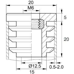 Заглушка с резьбой ЗР 20-20М6, черная
