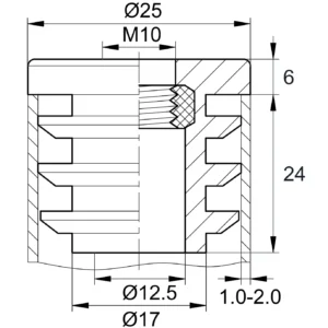 Заглушка круглая с резьбой d 25мм,ЗР 25М10, черная