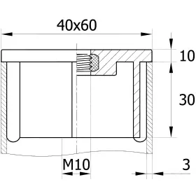 Заглушка с резьбой ЗР 60х40М10, черная