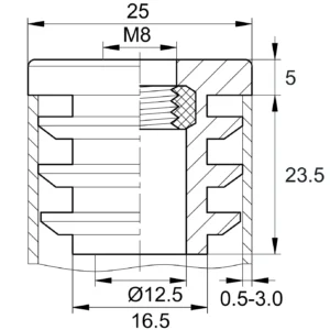 Заглушка с резьбой ЗР 25-25М8, черная