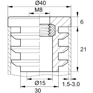 Заглушка с резьбой ЗР 40М8, черная