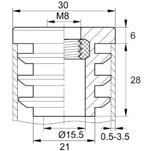 Заглушка с резьбой ЗР 30-30М8, белая
