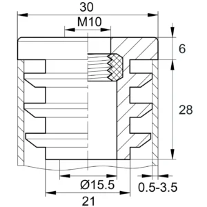 Заглушка с резьбой ЗР 30-30М10, серая