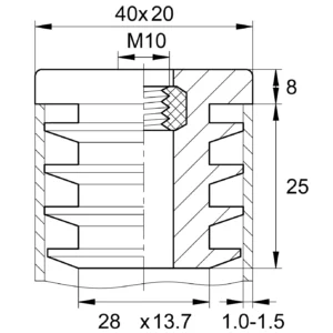 Заглушка с резьбой ЗР 40х20М10, серая