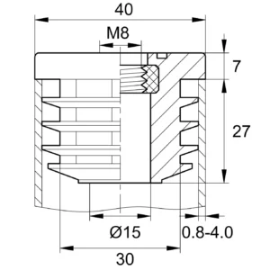 Заглушка с резьбой ЗР 40-40М8, серая