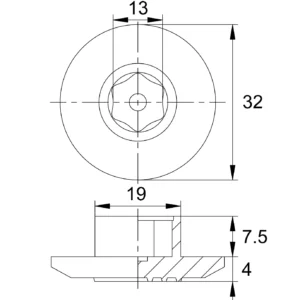 Опора под болт/гайку ППК 080, желтая