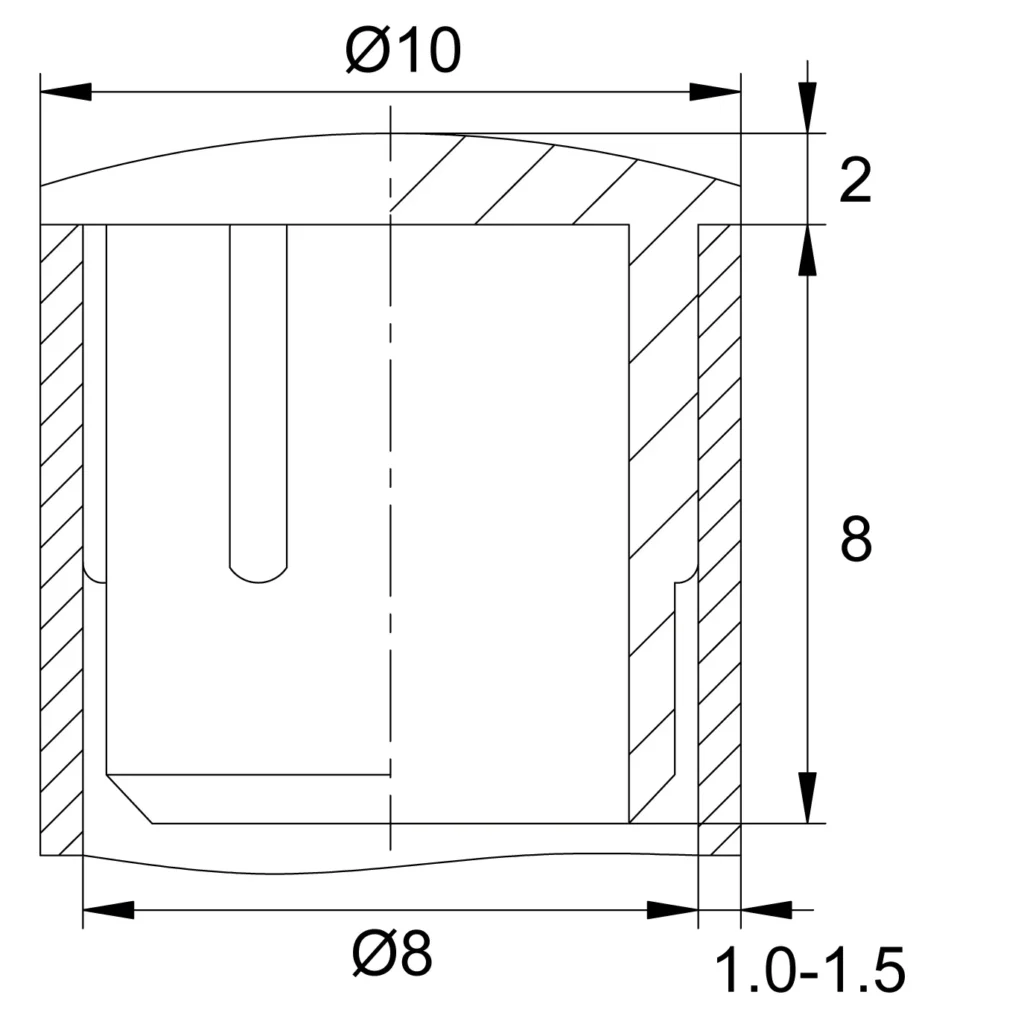 Заглушка пластиковая круглая Ø10 мм, стенка 1.0 мм, хромированная
