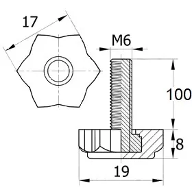 Опора резьбовая ОР 19-6х100, черная