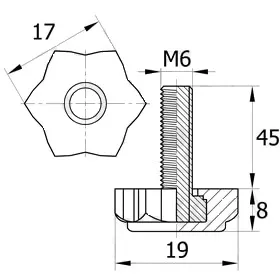 Опора резьбовая ОР 19-6х45, черная