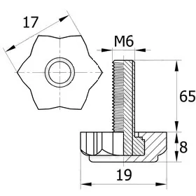 Опора резьбовая ОР 19-6х65, черная