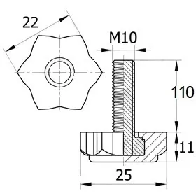 Опора резьбовая ОР 22-10х110, черная