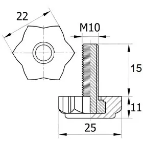 Опора резьбовая ОР 22-10х15, черная