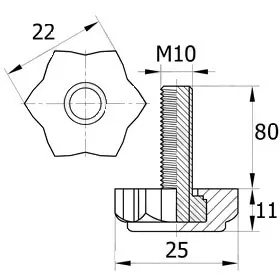 Опора резьбовая ОР 22-10х80, черная