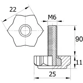 Опора резьбовая ОР 22-6х90, черная