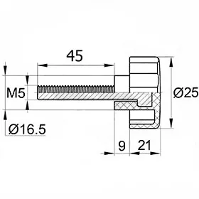 Фиксатор d25мм, М5х45, черный
