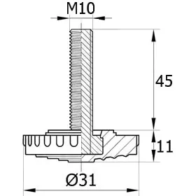 Опора резьбовая ОР31-10х45, черная
