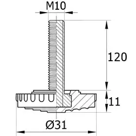 Опора резьбовая ОР31-8х120, черная