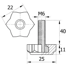 Опора резьбовая ОР 22- 6х40, черная