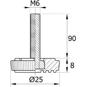 Опора резьбовая ОР25-6х90 европейская, серая (25М6-90СН)