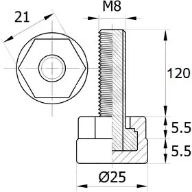 Опора резьбовая ОР25-8х120 под келюч,черная