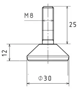 Опора резьбовая ОР30-8х25 декоративная, черная